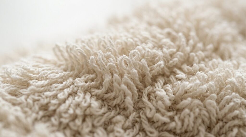 Close-up macro photography of towel fabric fibers under soft